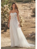 Strapless Ivory Lace Tulle Airy Wedding Dress